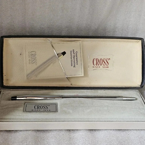 Vintage 1982 CROSS Chrome Ball Point Pen #3502 NEW in Box, Paperwork NOS - Picture 5 of 7